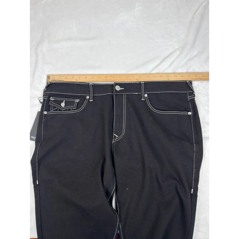 True Religion Ricky Flap Fray Relaxed Straight Black Denim Shorts Mens 40 (42
